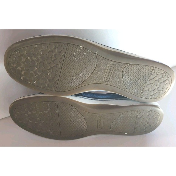 Coach Richelle Blue Boat Shoe Loafers Size 9 Logo Jacquard Preppy Nautical - Picture 7 of 9